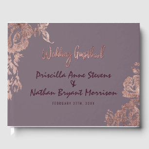 Elegante Rose Lila Mauve-Hochzeit Gästebuch