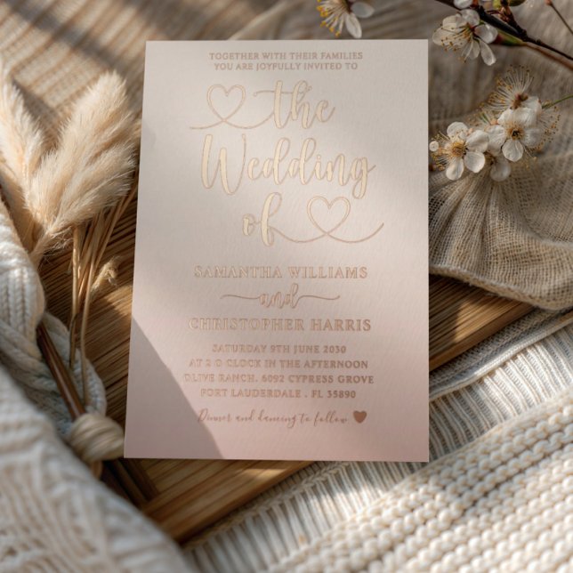 Elegante Rose Minimalistische Hochzeit Einladung (Von Creator hochgeladen)