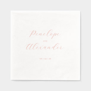 Elegante Rosé-Minimalistische Kalligrafie Servietten Mit Folie