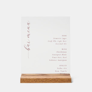 Elegante Rose Minimalistische Speisekarte der Bar Acrylschild