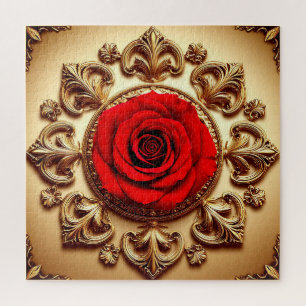 Elegante Rose mit aufwendigem Zierrahmen