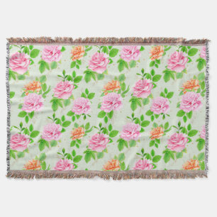 Elegante Rose mit Blätter Muster-23670 Decke