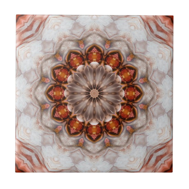 Elegante Rose mit Blumenfeder Gold Geometrische Fo Fliese (Vorderseite)