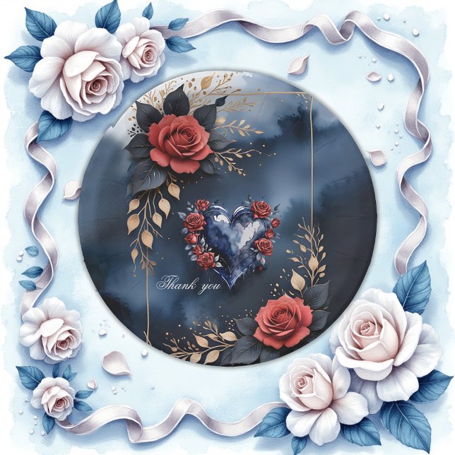 Elegante Rose mit goldenem Blattwerk Pappteller (Von Creator hochgeladen)