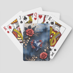 Elegante Rose mit goldenem Blattwerk Spielkarten