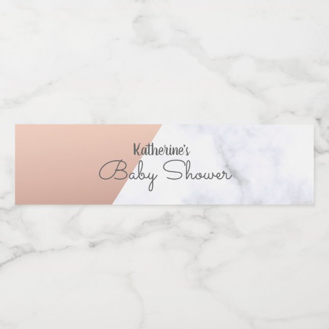 Elegante Rose mit goldfarbener und weißer Marmordu (Einzelnes Label)