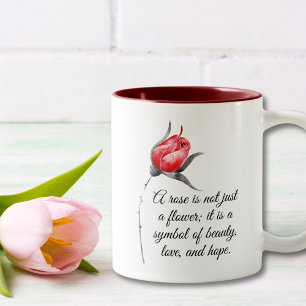 Elegante Rose mit inspirierendem Zitat Zweifarbige Tasse
