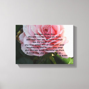 Elegante Rose mit romantischem Vers Leinwanddruck