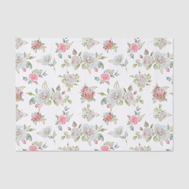 Elegante Rose mit vergoldeten Blätter Seidenpapier (Vorderseite)