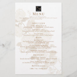 Elegante Rose Monogram White Briefpapier