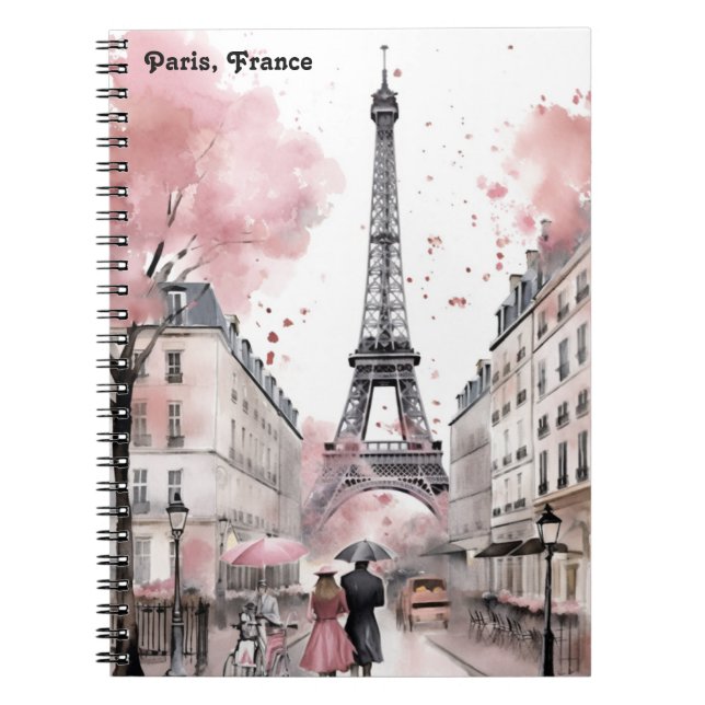 Elegante Rose Paris Frankreich Romantischer Eiffel Notizblock (Vorderseite)