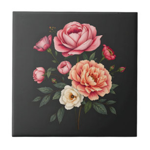 Elegante Rose Peonies und Hydrangeas-Blume Fliese