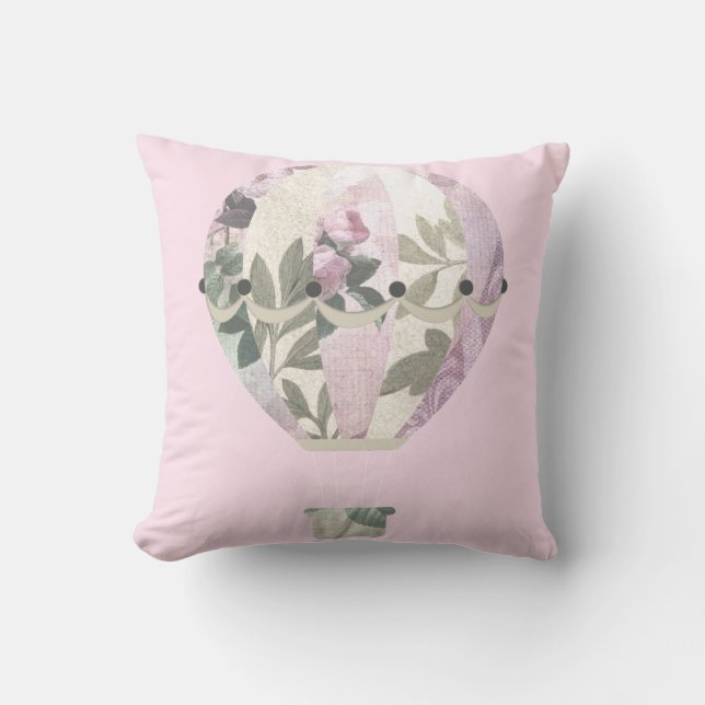 ELEGANTE ROSE PINK HOT AIR BALLOON CUSHION KISSEN (Vorderseite)