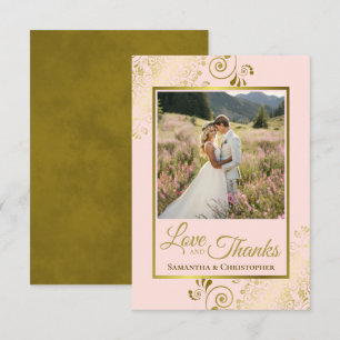 Elegante Rosé-Pink- und Goldene Hochzeit Liebe und Dankeskarte