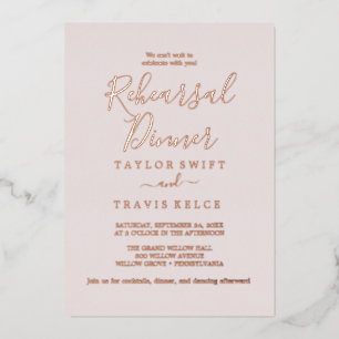 Elegante Rose Probe-Dinner Folieneinladung