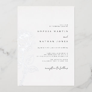 Elegante Rose Real Silver Foil Wedding Folieneinladung