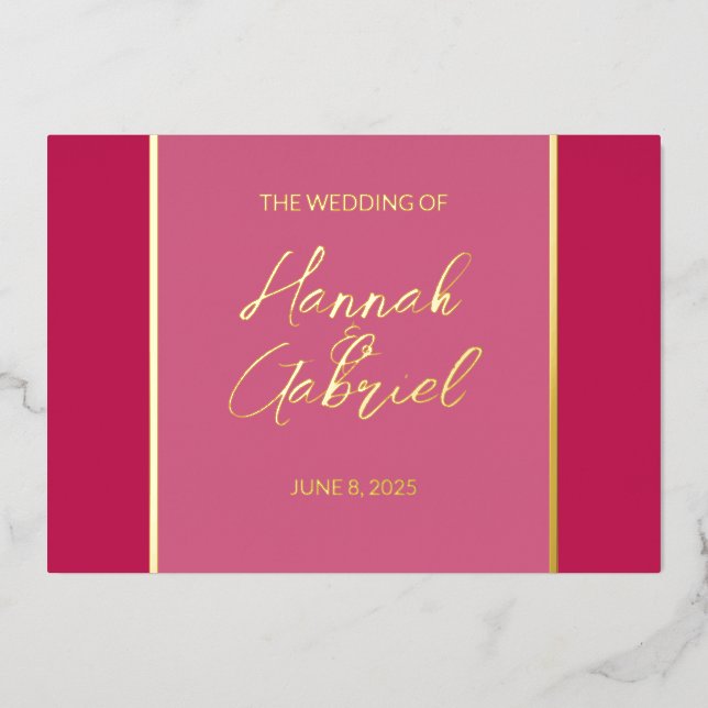 Elegante Rose Red Wedding Foil Einladung (Vorderseite)