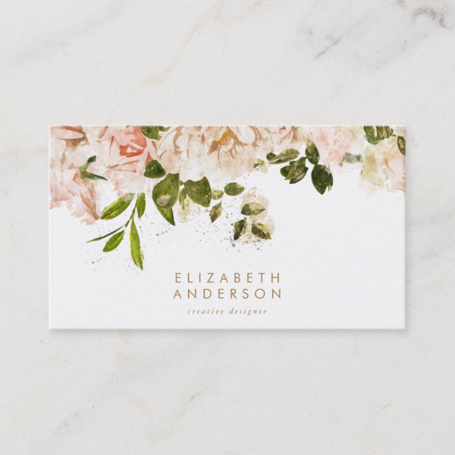 Elegante Rose Romance Business Card Visitenkarte (Vorderseite)