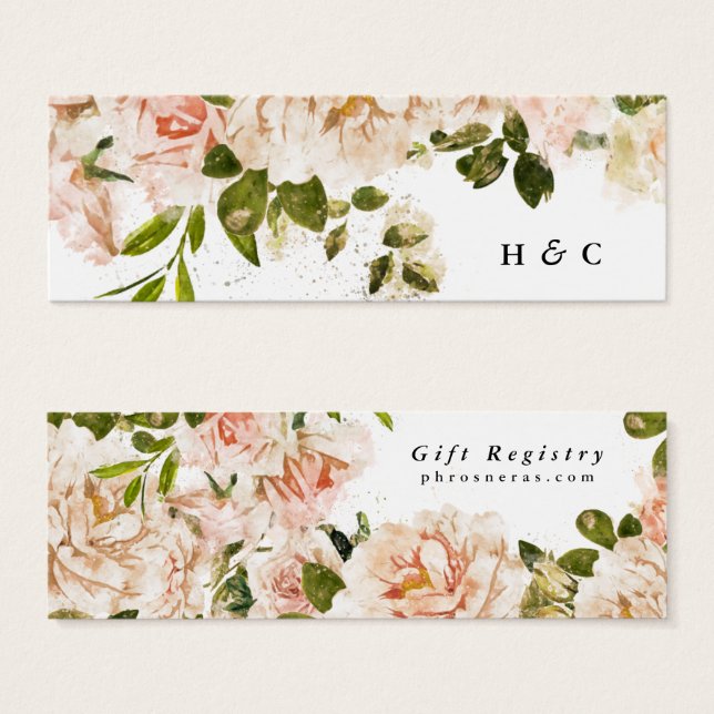 Elegante Rose Romance Registry Insert Card (Vorne & Hinten)
