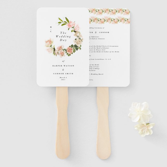 Elegante Rose Romance Wedding Fächer (Vorne und Hinten)