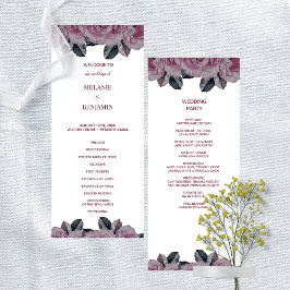 Elegante Rose Romantisches Hochzeitsprogramm für F Einladung