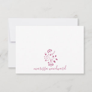 Elegante Rose Rosa Blumenschrift Name Mitteilungskarte