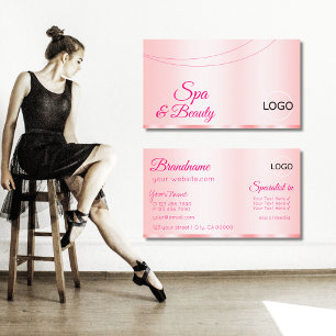 Elegante Rose Rosa Glamour mit Logo Moderne Visitenkarte