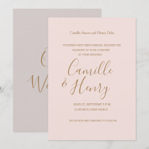 Elegante Rose Rosa Gold Moderne Hochzeit Einladung