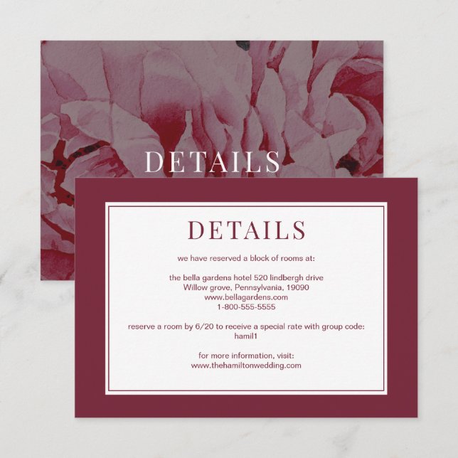 Elegante Rose Rosa Hochzeitskarte Einladung (Vorne/Hinten)