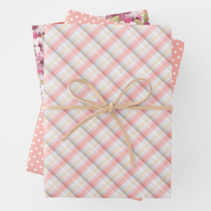 Elegante Rose Rosa Korallenfarben Geschenkpapier Set