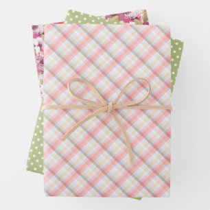 Elegante Rose Rosa Korallenfarben Geschenkpapier Set