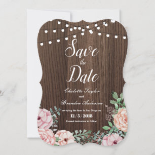 Elegante Rose Save the Date Karte - rustikales Hol