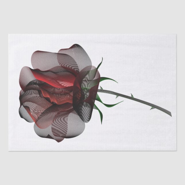 Elegante Rose Schwarzes Rotes Weiß Blumenmoiré Min Seidenpapier (Vorderseite)
