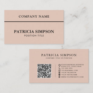 Elegante Rose Smoke Pink QR-Code Modern Minimalist Visitenkarte