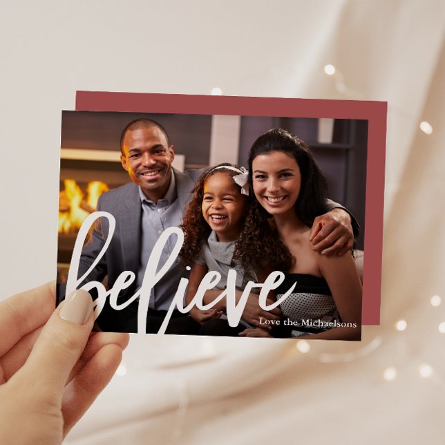 Elegante Rose Typografie Glauben Foto Weihnachten (Von Creator hochgeladen)