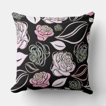 Elegante Rose und Blätter in Rosa und Schwarz