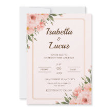 Elegante Rose und Grüne Einladung zur Hochzeit