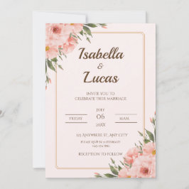 Elegante Rose und Grüne Einladung zur Hochzeit