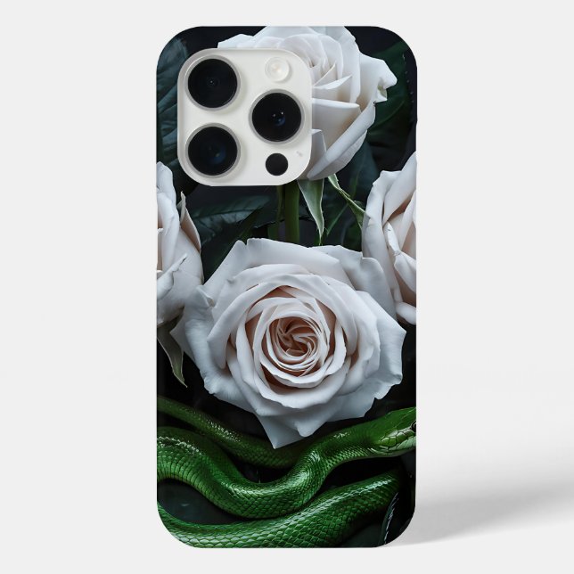 Elegante Rose und Grüne Schlange Kunst, Florenz Case-Mate iPhone Hülle (Rückseite)