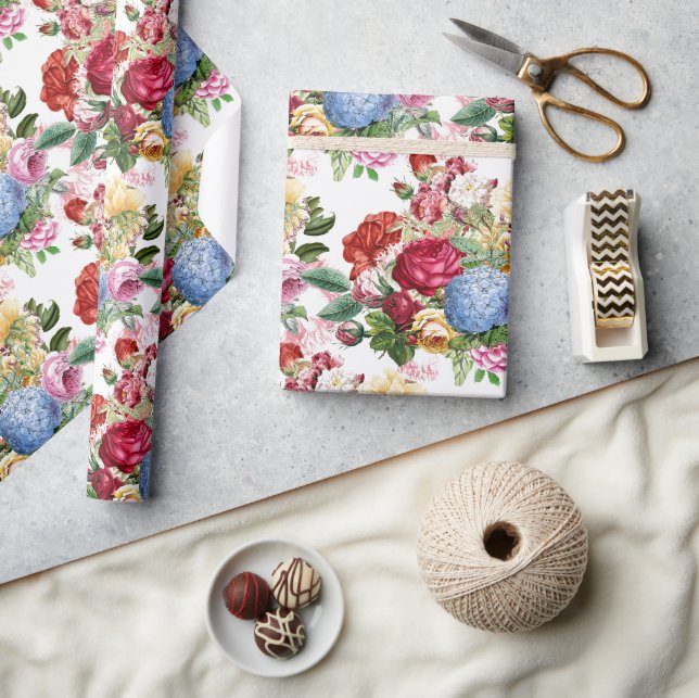 Elegante Rose und Hortensien Blumenhandwerk oder G Geschenkpapier (Kunsthandwerk)