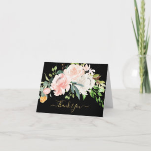 Elegante Rosé- und rosa florale Babyparty-Danksagu Dankeskarte