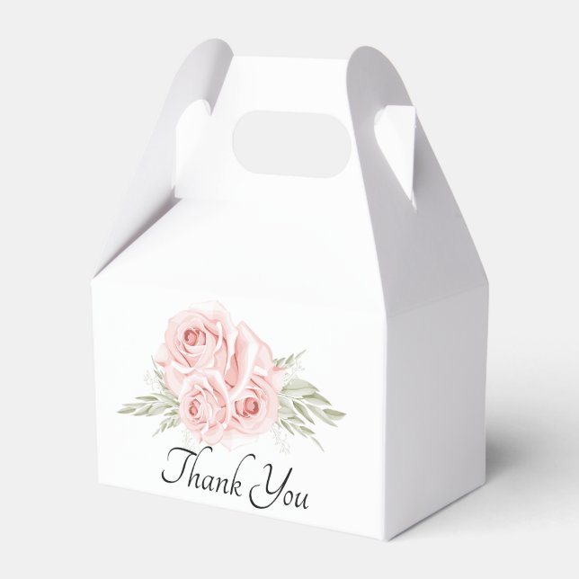 Elegante Rose Vielen Dank Pink Floral Gastgeschenk Geschenkschachtel (Vorderseite)