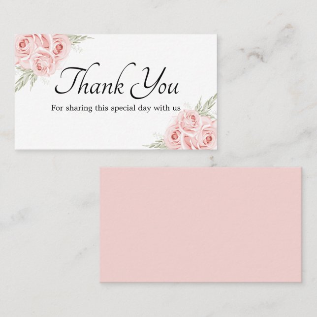 Elegante Rose Vielen Dank Pink Floral Wedding Platzkarte (Vorne/Hinten)
