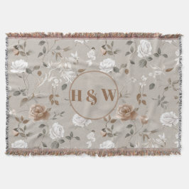 Elegante Rose & Vine Pattern Keule Decke