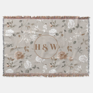 Elegante Rose & Vine Pattern Keule Decke
