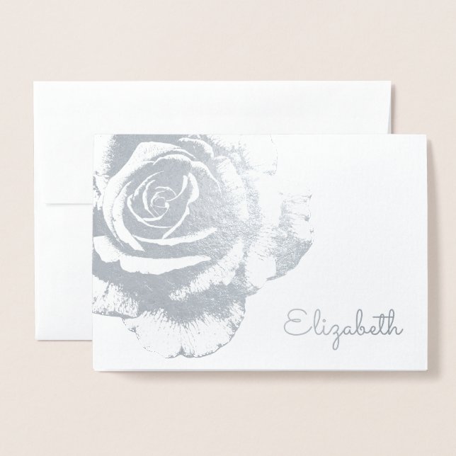 Elegante Rose Vintage Blume Folienkarte (Vorderseite mit Umschlag)