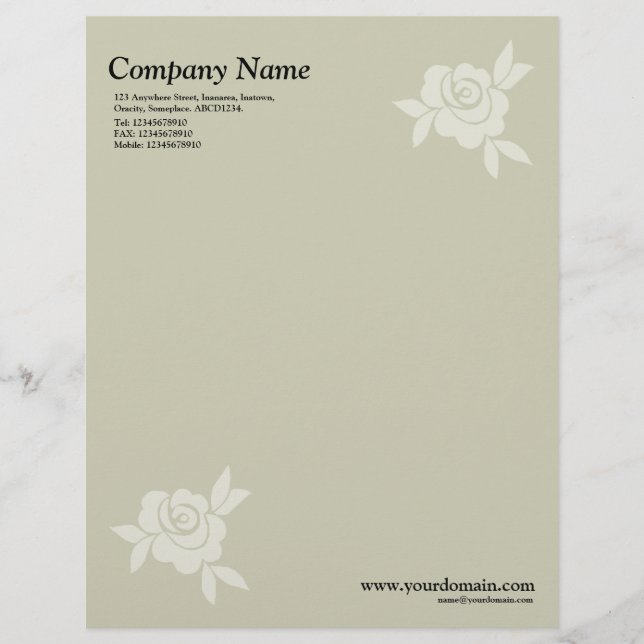 Elegante Rose - warme Beige Briefbogen (Vorderseite)