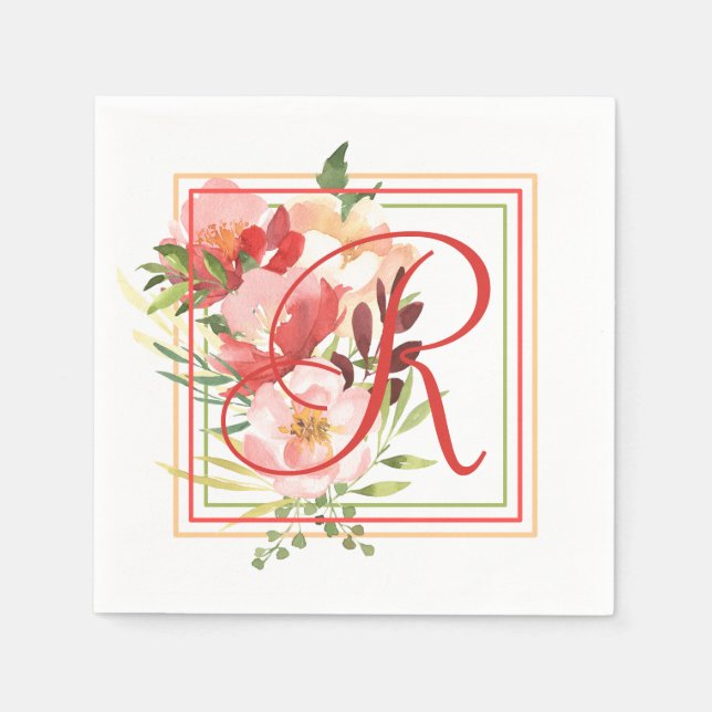 Elegante Rose Wasserfarben Romantisches Bouquet Serviette (Vorderseite)