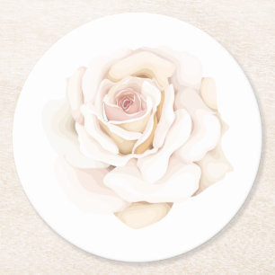 Elegante Rose Wasserfarbenfrohe Rosa Blumenzehen Runder Pappuntersetzer