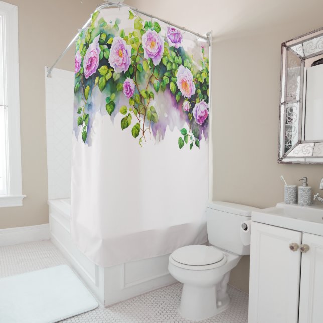 Elegante Rose Watercolor Duschvorhang (Beispiel)